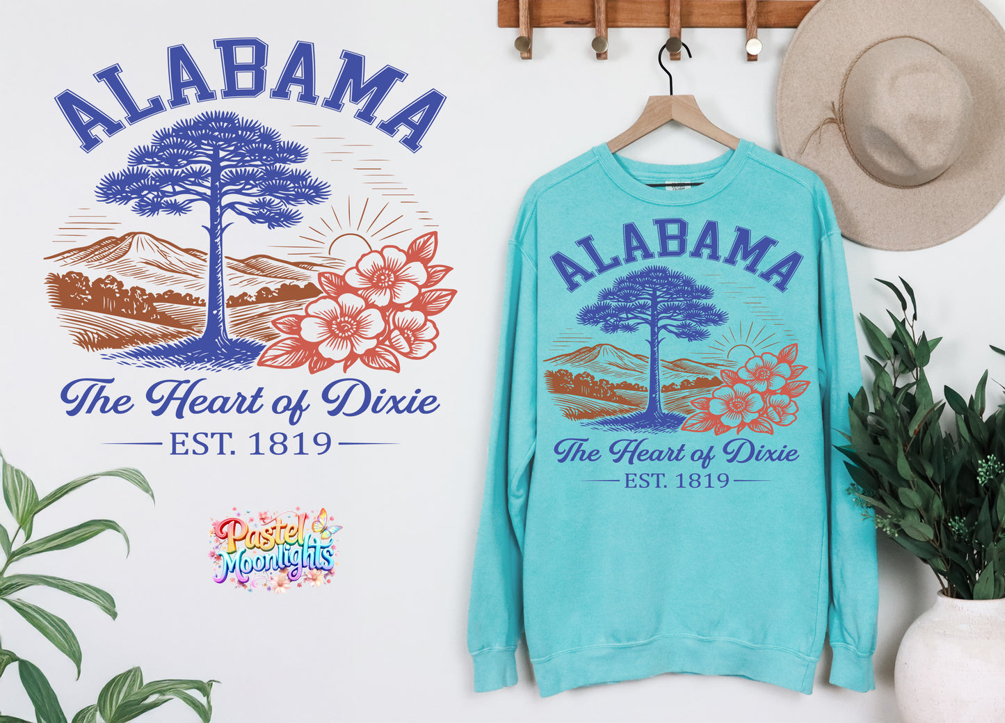 Alabama – The Heart of Dixie  DTF Print Ready to Press