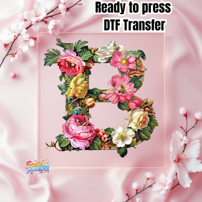 Flower Letter Design B DTF Print Ready to Press