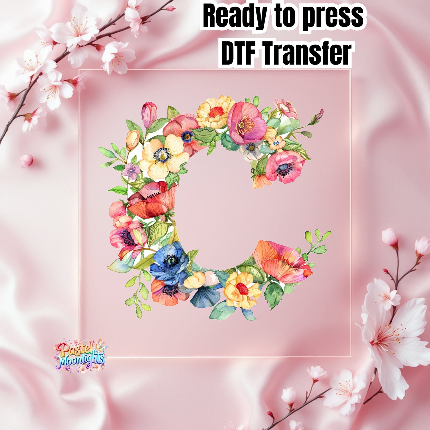 Flower Letter Design  C DTF Print Ready to Press