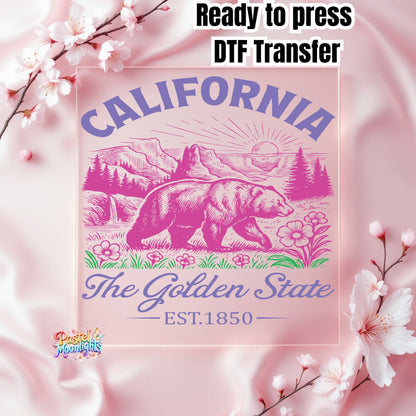 California The Golden State  DTF Print Ready to Press