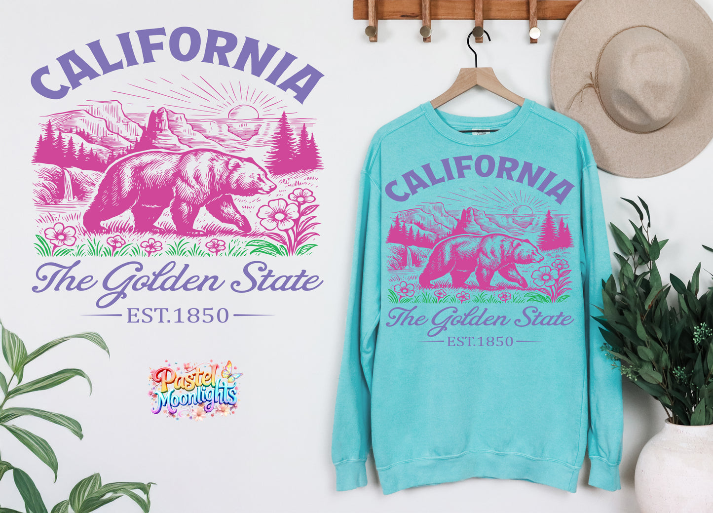 California The Golden State  DTF Print Ready to Press