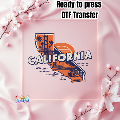 California The Golden State  DTF Print Ready to Press