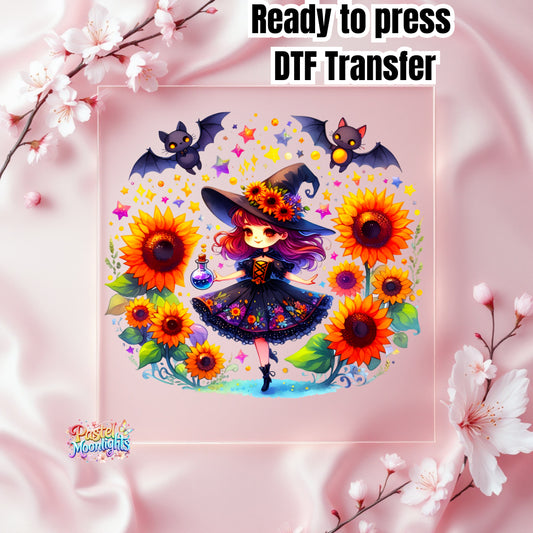 Cute Witch Design 25 DTF Print Ready to Press