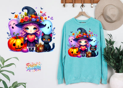 Cute Witch Design 27 DTF Print Ready to Press