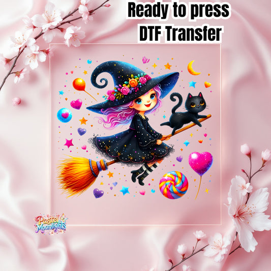 Cute Witch Design 47 DTF Print Ready to Press