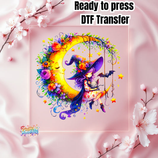 Cute Witch Design 50 DTF Print Ready to Press