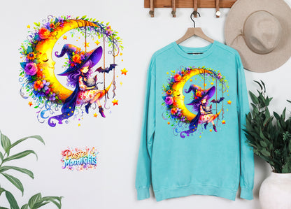 Cute Witch Design 50 DTF Print Ready to Press