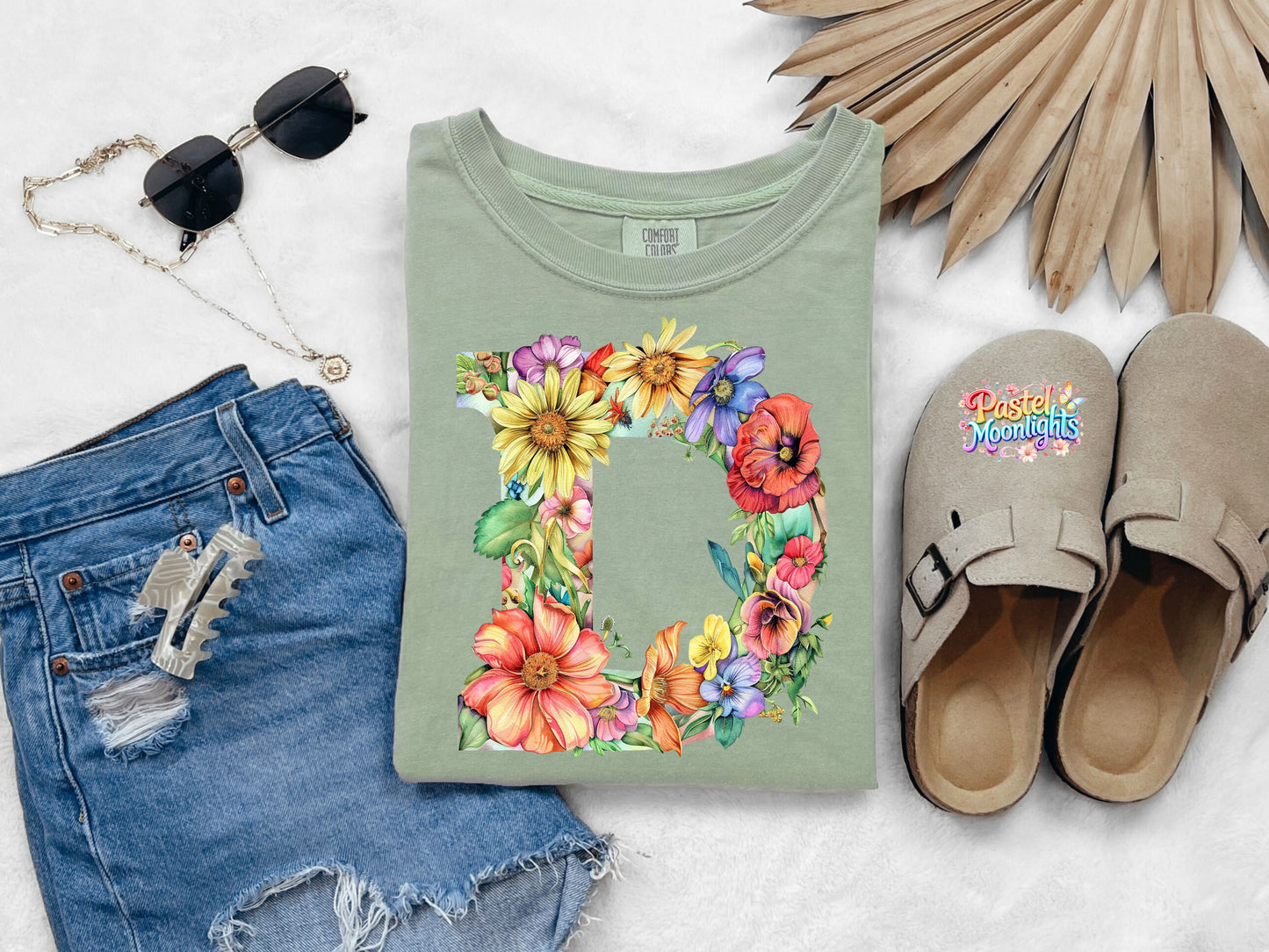 Flower Letter Design D DTF Print Ready to Press