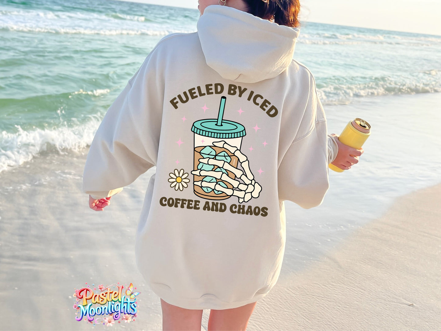 Fueled by Iced Coffee And  Chaos DTF Print Ready to Press