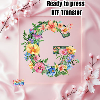 Flower Letter Design G DTF Print Ready to Press