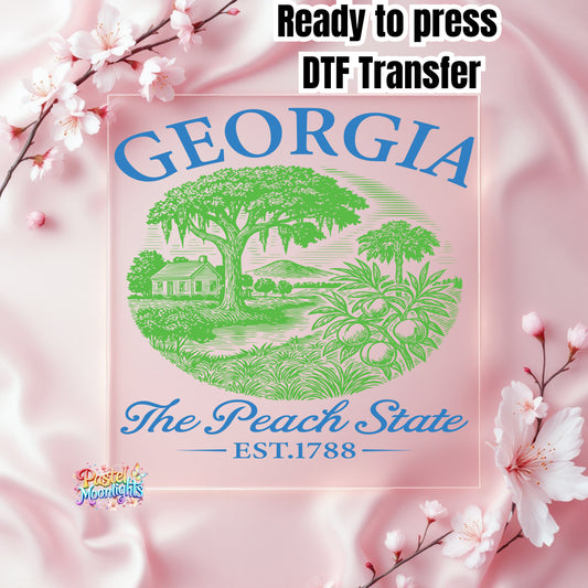 Georgia  The Peach State  DTF Print Ready to Press