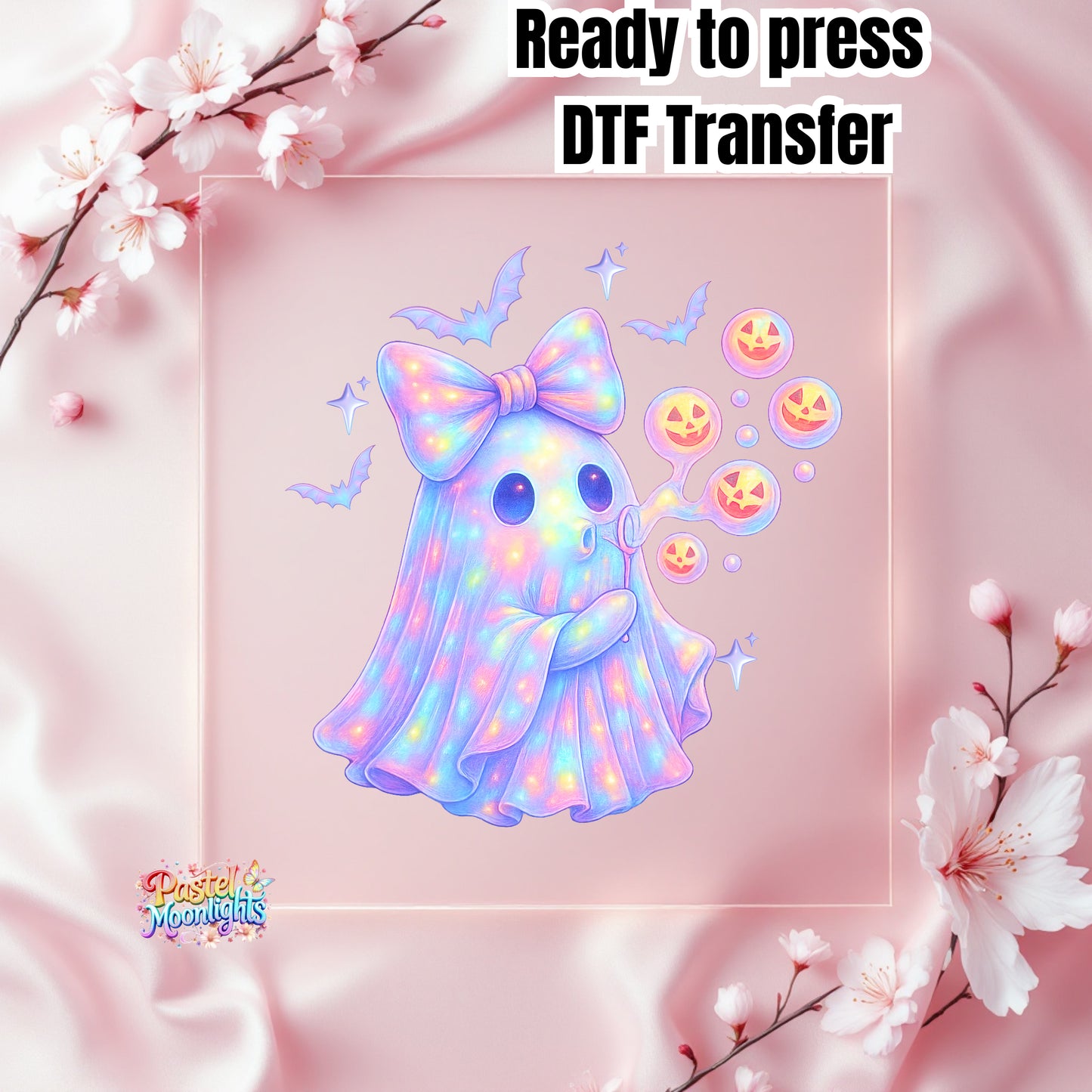 Ghost blowing bubble DTF Print Ready to Press