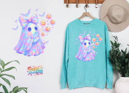 Ghost blowing bubble DTF Print Ready to Press
