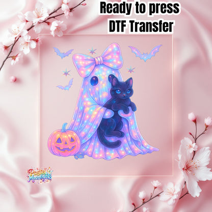Ghost holding cat DTF Print Ready to Press