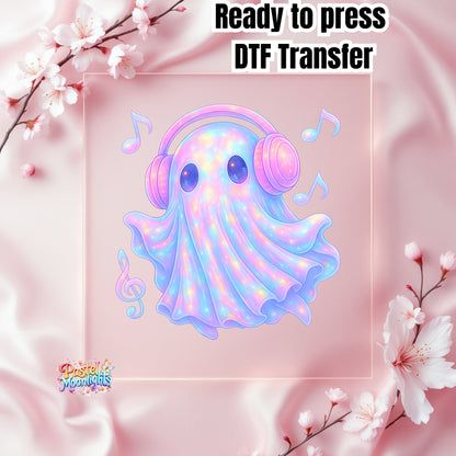 Ghost listening to the music DTF Print Ready to Press