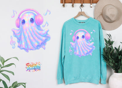 Ghost listening to the music DTF Print Ready to Press