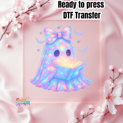 Ghost reading book DTF Print Ready to Press