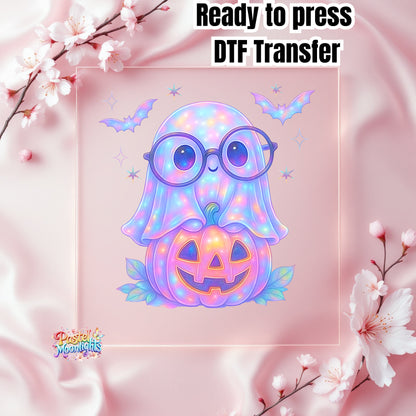 Ghost sitting on jack o lantern DTF Print Ready to Press