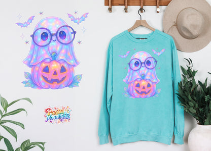 Ghost sitting on jack o lantern DTF Print Ready to Press