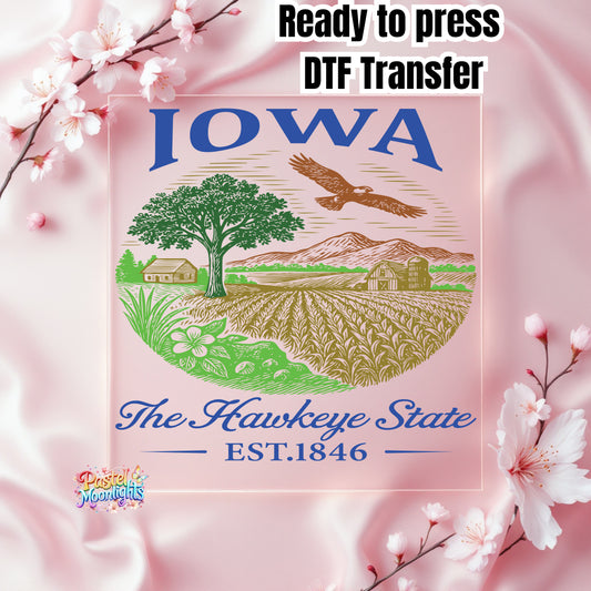 Iowa  The Hawkeye State DTF Print Ready to Press