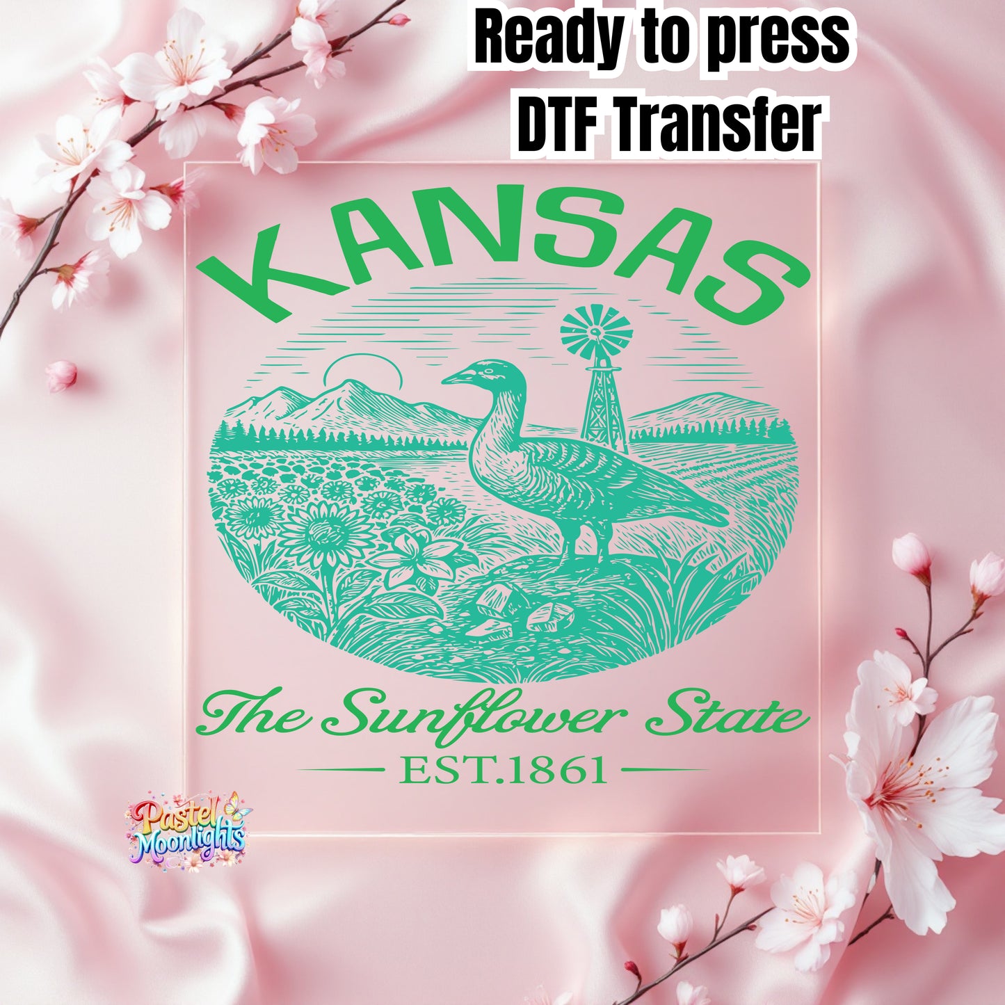 Kansas The Sunflower State DTF Print Ready to Press