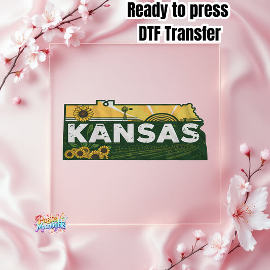 Kansas The Sunflower State DTF Print Ready to Press