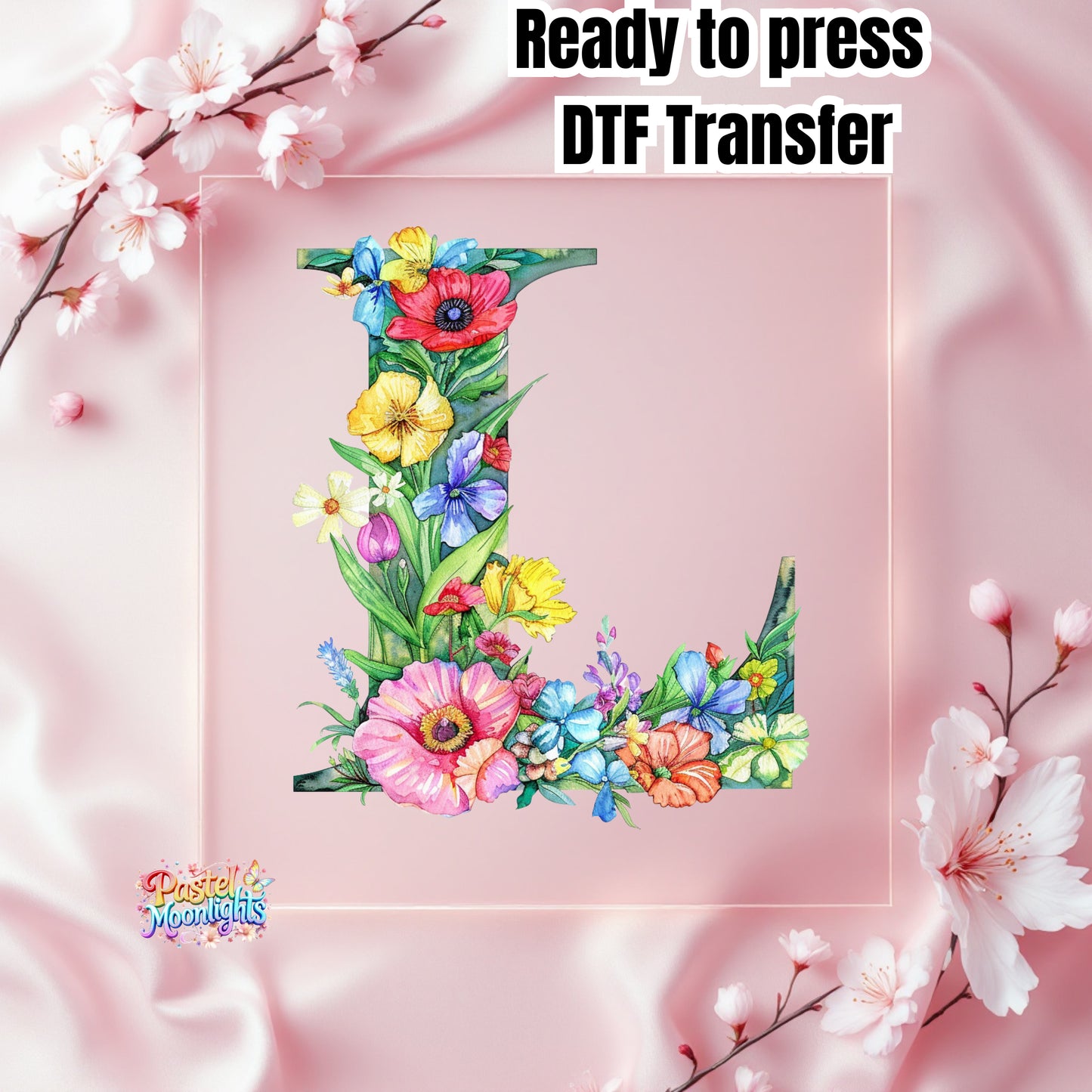 Flower Letter Design L DTF Print Ready to Press