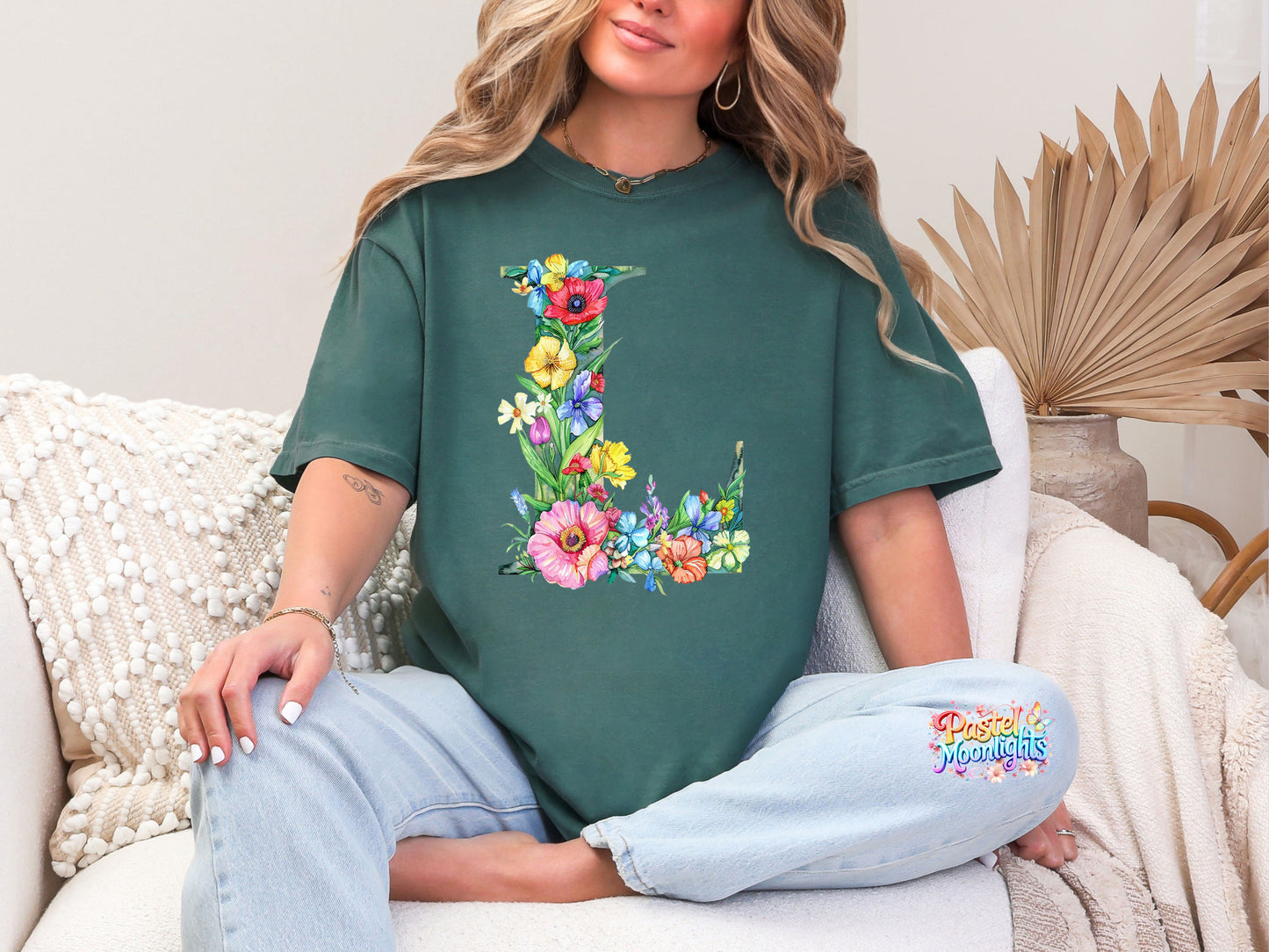 Flower Letter Design L DTF Print Ready to Press