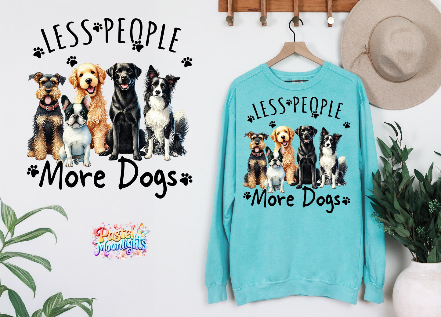 Less People More Dogs DTF Print Ready to Press