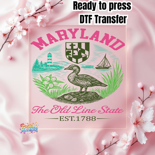 Maryland The Old Line State DTF Print Ready to Press