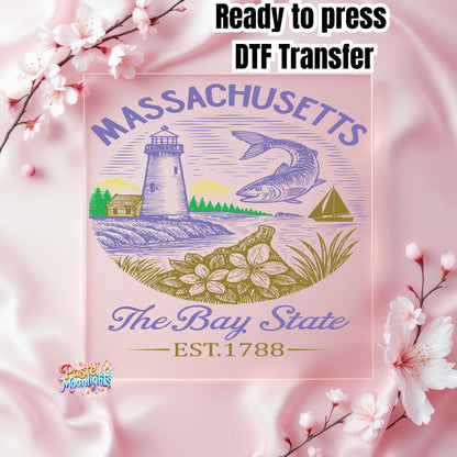 Massachusetts The Bay State  DTF Print Ready to Press