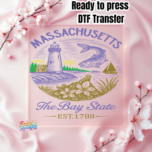 Massachusetts The Bay State  DTF Print Ready to Press