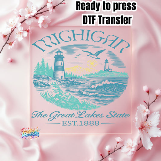 Michigan The Great Lakes State  DTF Print Ready to Press