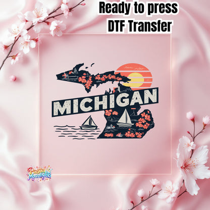 Michigan The Great Lakes State  DTF Print Ready to Press
