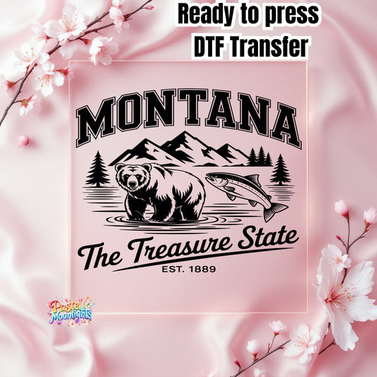 Montana The Treasure State DTF Print Ready to Press