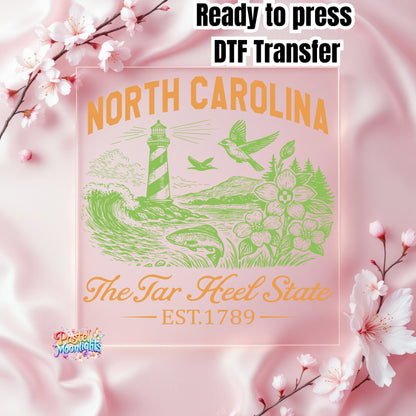 North Carolina The Tar Heel State DTF Print Ready to Press
