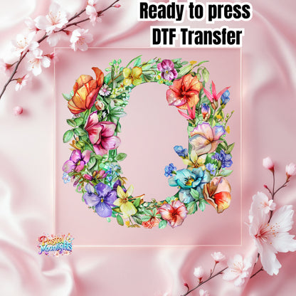 Flower Letter Design O DTF Print Ready to Press