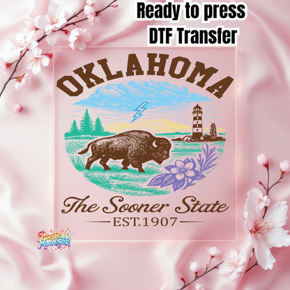 Oklahoma The Sooner State DTF Print Ready to Press