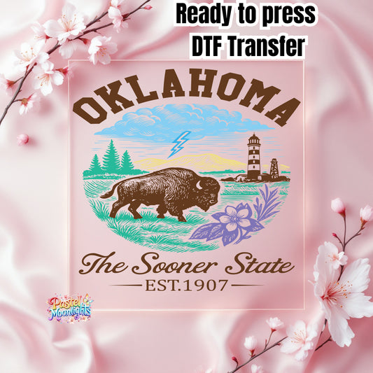 Oklahoma The Sooner State DTF Print Ready to Press