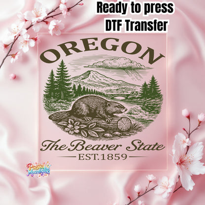 Oregon The Beaver State DTF Print Ready to Press