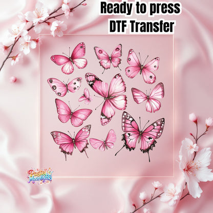 Pink Butterfly Design 16 DTF Print Ready to Press