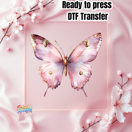 Pink Butterfly Design 15 DTF Print Ready to Press