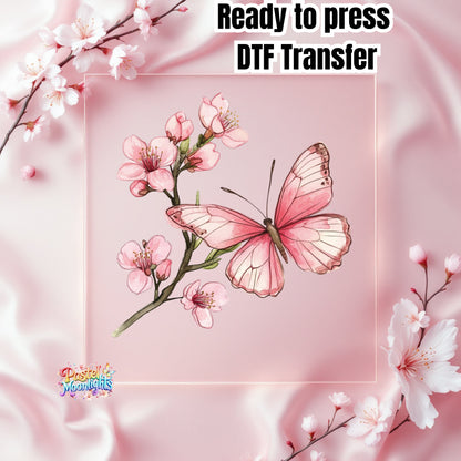 Pink Butterfly Design 9 DTF Print Ready to Press