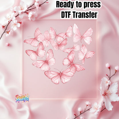 Pink Butterfly Design 25 DTF Print Ready to Press