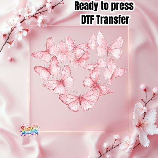 Pink Butterfly Design 25 DTF Print Ready to Press