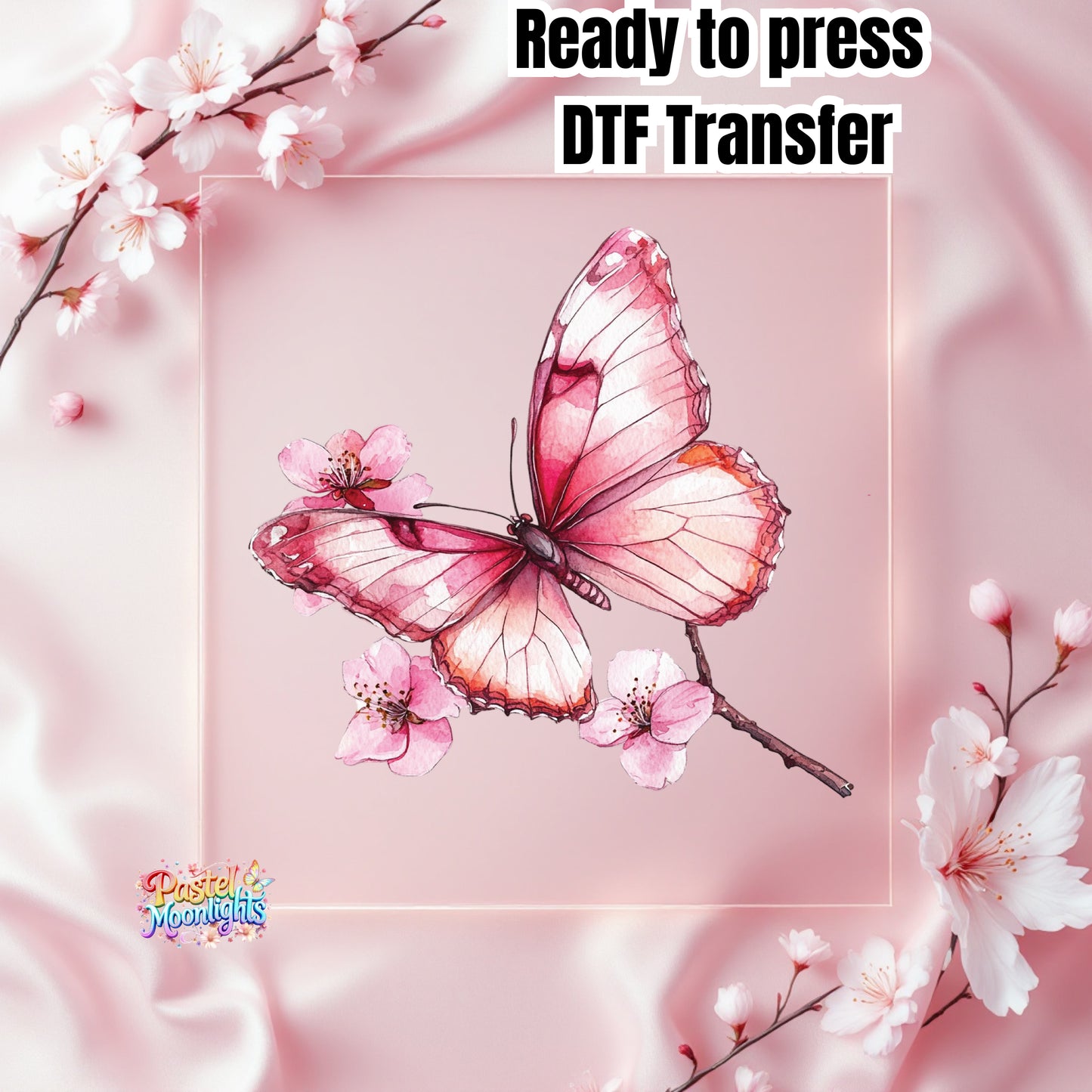 Pink Butterfly Design 6 DTF Print Ready to Press