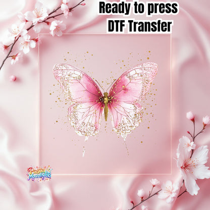 Pink Butterfly Design 5 DTF Print Ready to Press