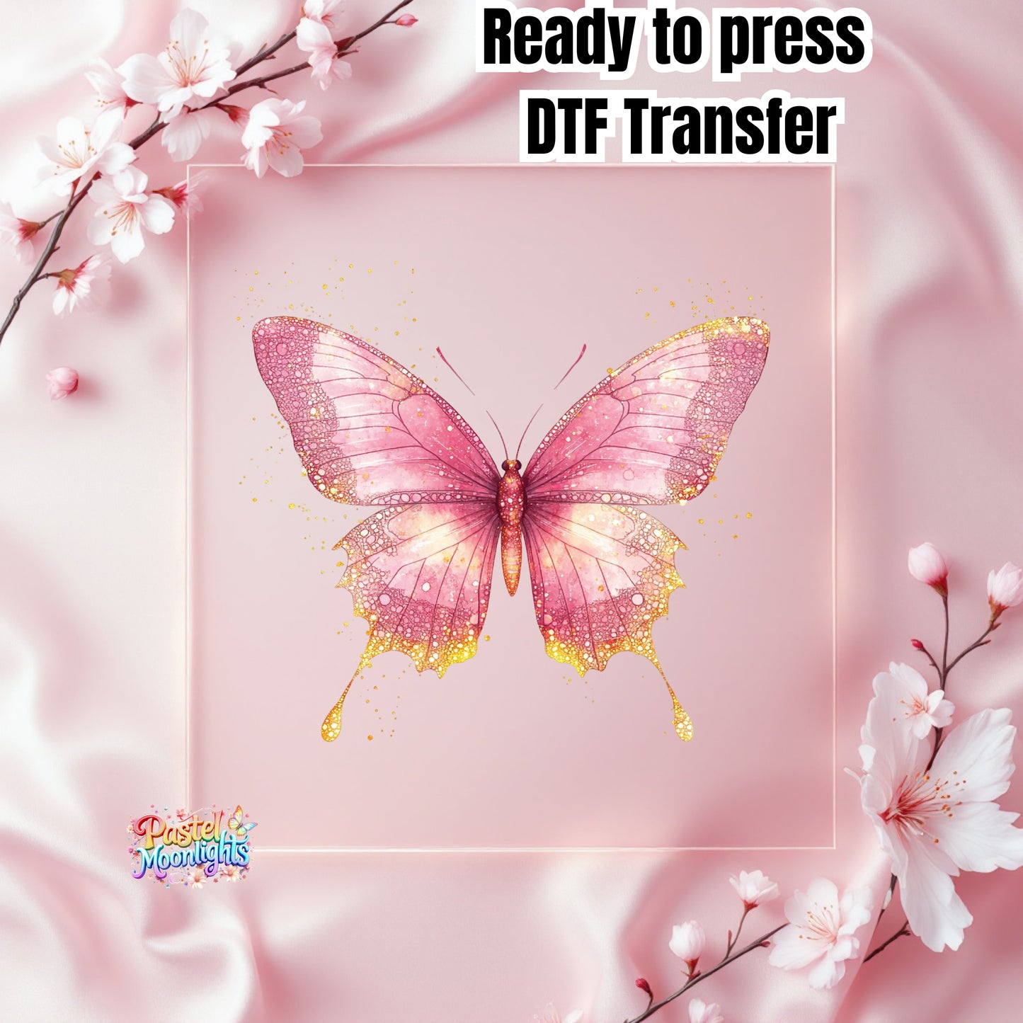 Pink Butterfly Design 4 DTF Print Ready to Press