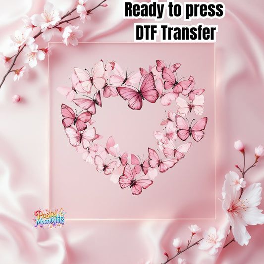 Pink Butterfly Design 3 DTF Print Ready to Press