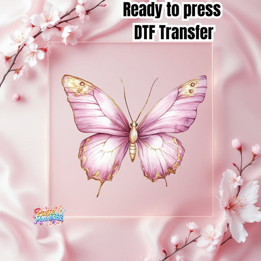 Pink Butterfly Design 2 DTF Print Ready to Press